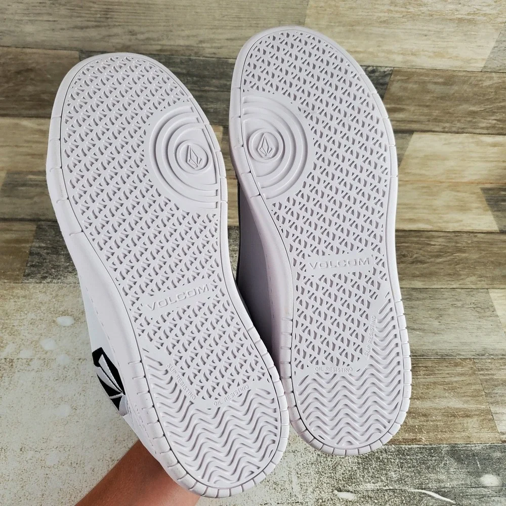 Volcom Stone Womens Work Shoes Sz 11.5 M White Black Leather Comp Toe Lace Up